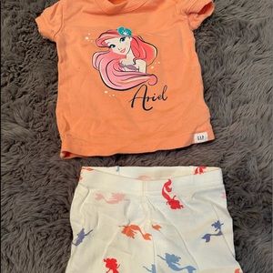Baby Gap Disney Ariel Short PJ Set Size 6-12 Months Excellent Condition!